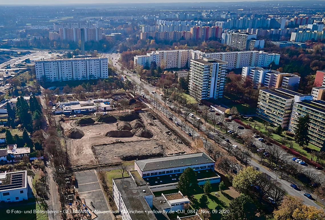 09.11.2020 - Baustelle der neuen Grundschule am Karl-Marx-Ring in Neuperlach
